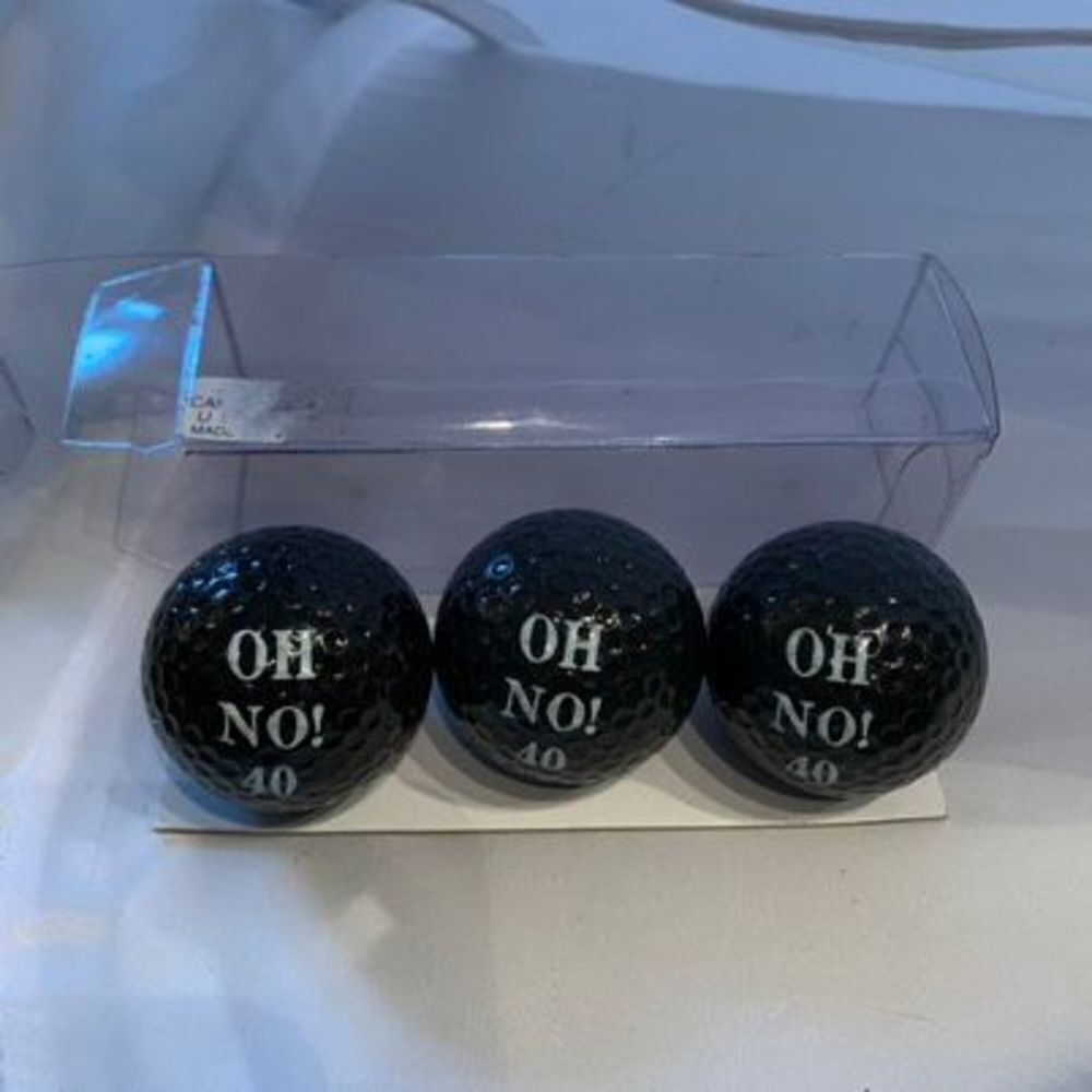 Set of 3 Oh No 40 Black Over The Hill Golf Balls *New*